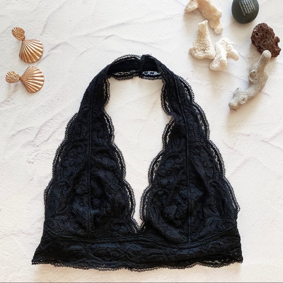 Pins & Needles Other - Pins & Needles Lace Halterneck Bralette in Black